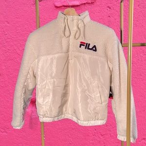 FILA White Sherpa Panel Windbreaker Jacket | NWT